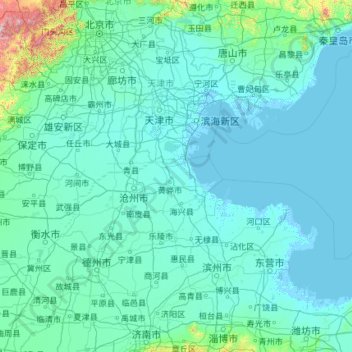 Tianjin topographic map, elevation, terrain