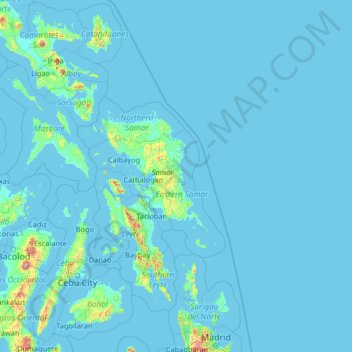 Eastern Samar topographic map, elevation, terrain