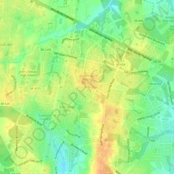 Stone Ridge topographic map, elevation, terrain