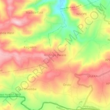 Andingo Bware topographic map, elevation, terrain