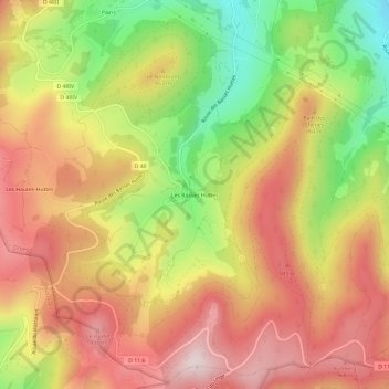 Les Basses Huttes topographic map, elevation, terrain