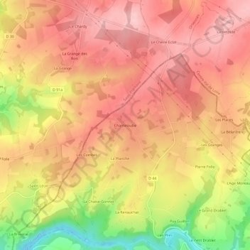 Chanteloube topographic map, elevation, terrain