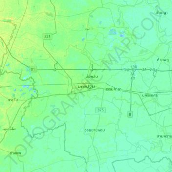 Nakhon Pathom topographic map, elevation, terrain