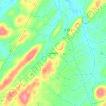 Tranquillity topographic map, elevation, terrain