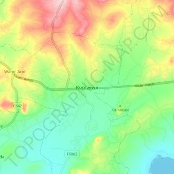 Kombewa topographic map, elevation, terrain