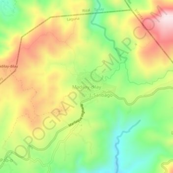Madilay-dilay topographic map, elevation, terrain