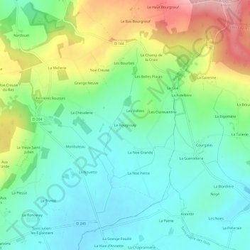 Le Rougissay topographic map, elevation, terrain