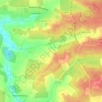 Guiton topographic map, elevation, terrain