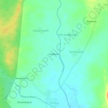 Kondhana topographic map, elevation, terrain