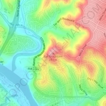 Cat Mountain topographic map, elevation, terrain