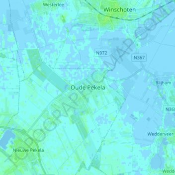 Oude Pekela topographic map, elevation, terrain