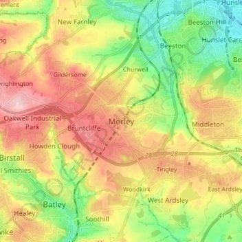 Morley topographic map, elevation, terrain