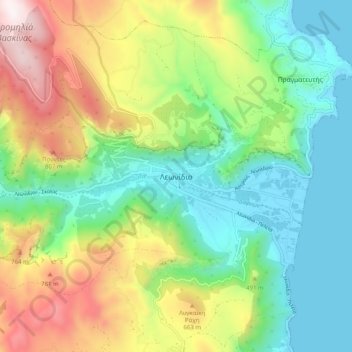 Leonidio topographic map, elevation, terrain