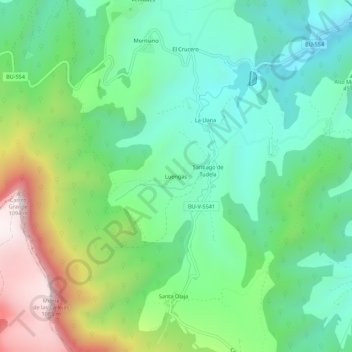 Luengas topographic map, elevation, terrain