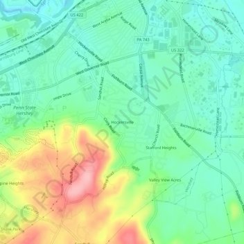 Hockersville topographic map, elevation, terrain