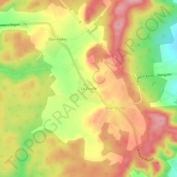 La Criolla topographic map, elevation, terrain