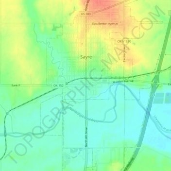 Sayre topographic map, elevation, terrain
