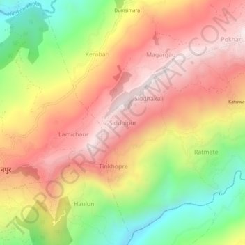 Siddhipur topographic map, elevation, terrain
