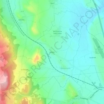 Lauriat topographic map, elevation, terrain