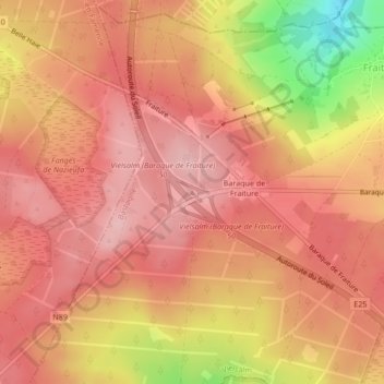Baraque de Fraiture topographic map, elevation, terrain