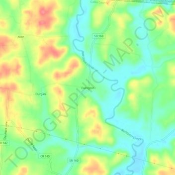Ewington topographic map, elevation, terrain