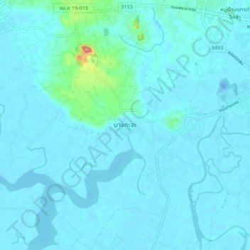 Bang Kacha topographic map, elevation, terrain