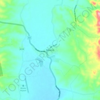 Monto topographic map, elevation, terrain