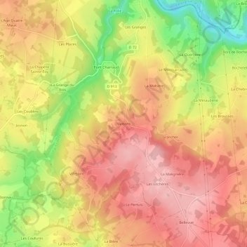 Maisons topographic map, elevation, terrain