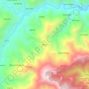 Hyang topographic map, elevation, terrain