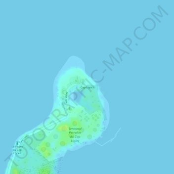 Cap Lopez topographic map, elevation, terrain