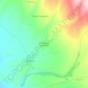 Jancoamaya Corpaputo topographic map, elevation, terrain