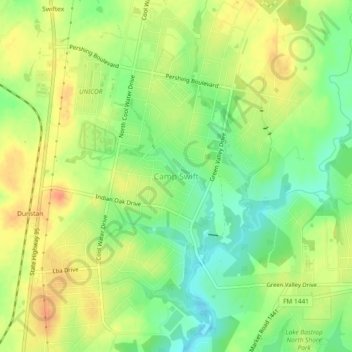Camp Swift topographic map, elevation, terrain