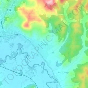 Pribava topographic map, elevation, terrain