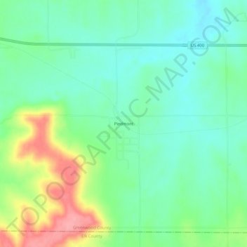 Piedmont topographic map, elevation, terrain