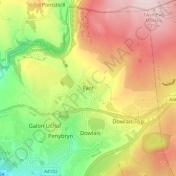 Pant topographic map, elevation, terrain