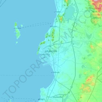 Laem Chabang topographic map, elevation, terrain