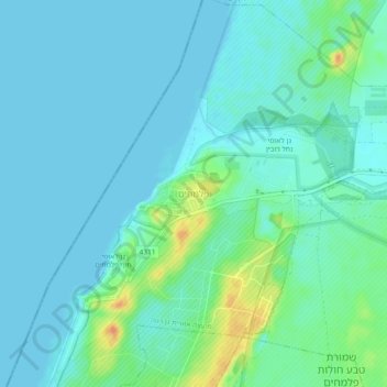 Palmahim topographic map, elevation, terrain