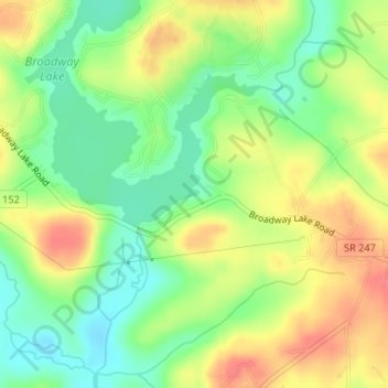 Broadway Lake topographic map, elevation, terrain