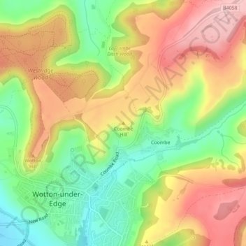 Coombe Hill topographic map, elevation, terrain