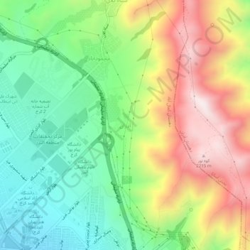 Azaran topographic map, elevation, terrain