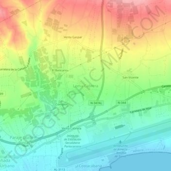 Loma Cabrera topographic map, elevation, terrain