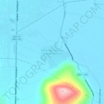 Francisco Sarabia (Cerrito Pelón) topographic map, elevation, terrain