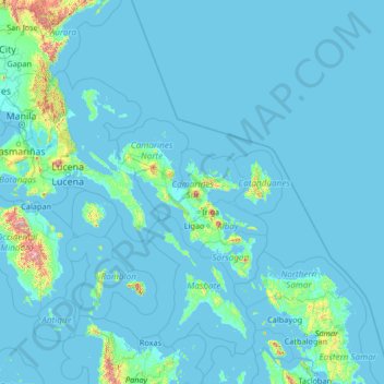 Camarines Sur topographic map, elevation, terrain
