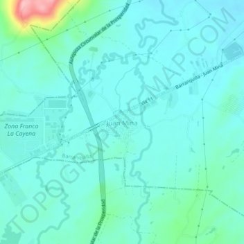 Juan Mina topographic map, elevation, terrain