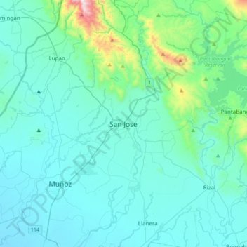 San Jose topographic map, elevation, terrain