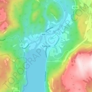 Tonstad topographic map, elevation, terrain