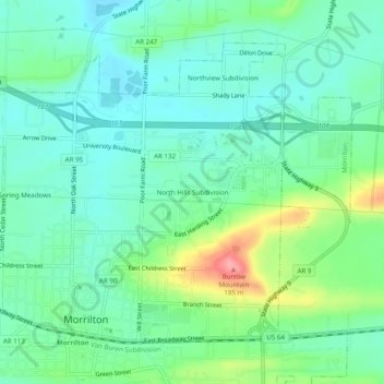 North Hills Subdivision topographic map, elevation, terrain