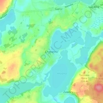 Chmielno topographic map, elevation, terrain
