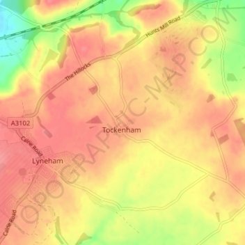 Tockenham topographic map, elevation, terrain