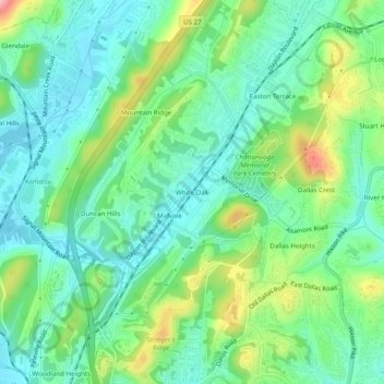 White Oak topographic map, elevation, terrain